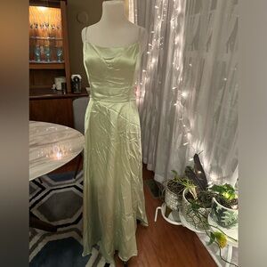 Elegant Satin Dress in Light Green